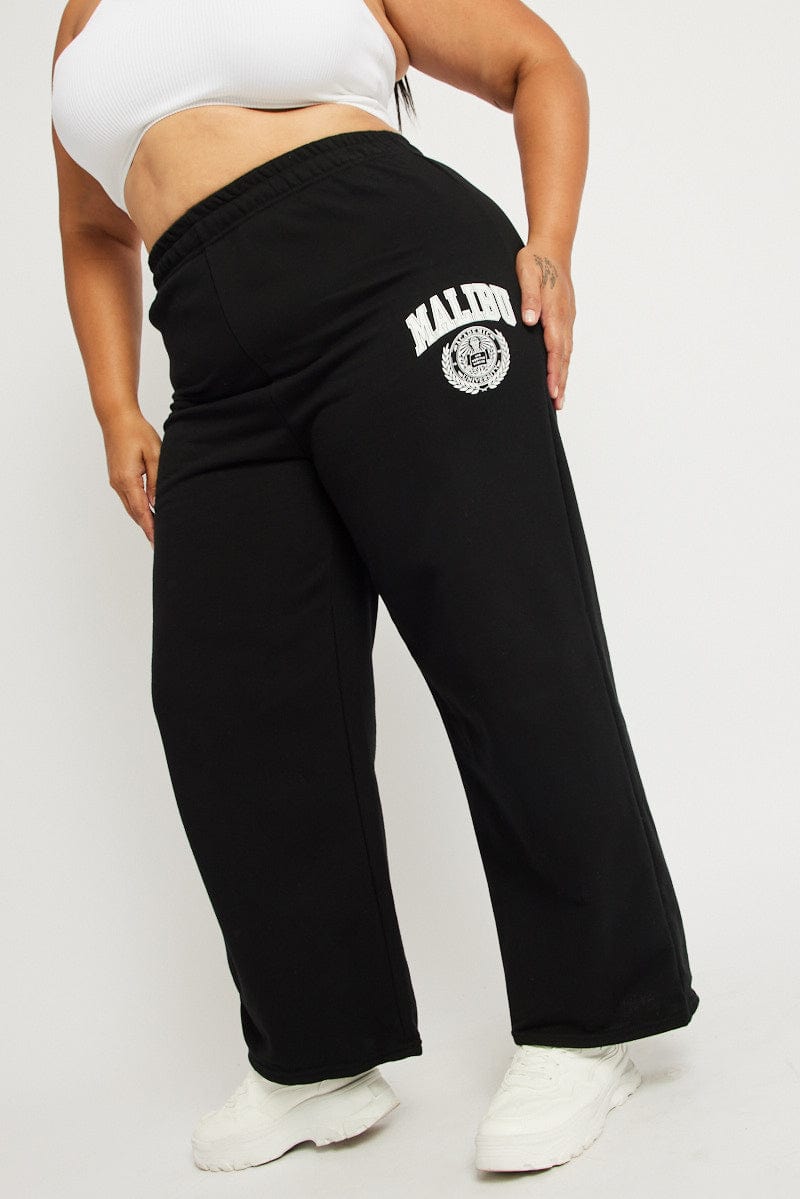 Black Track Pants Wide Leg for YouandAll Fashion