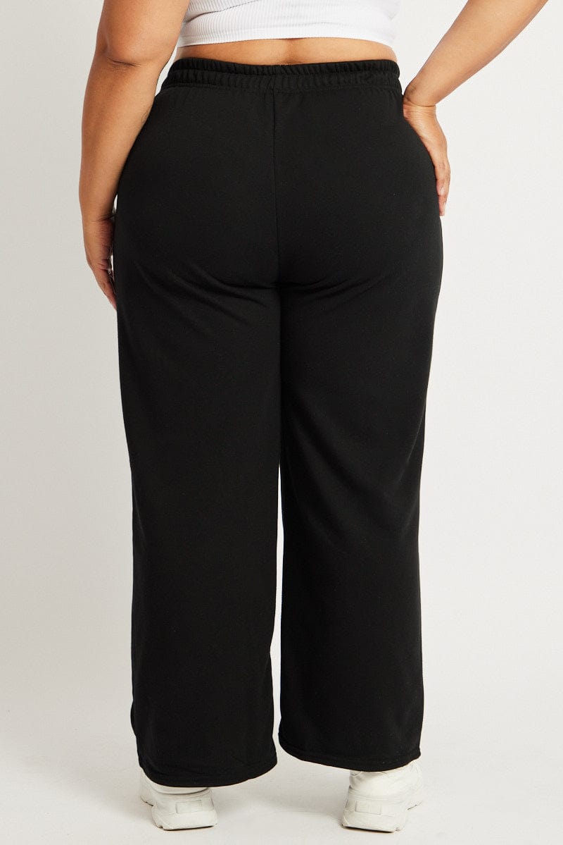 Black Track Pants Wide Leg for YouandAll Fashion