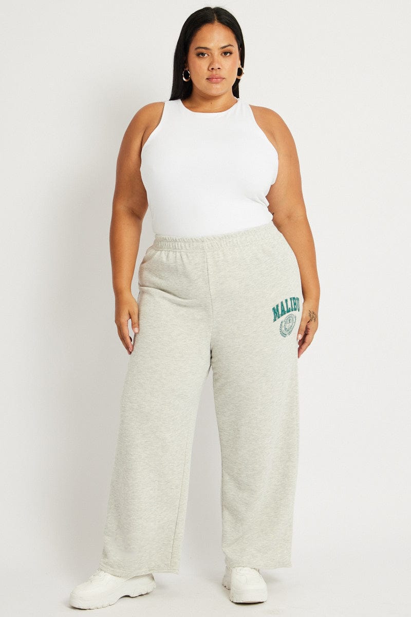 Grey Track Pants Wide Leg for YouandAll Fashion