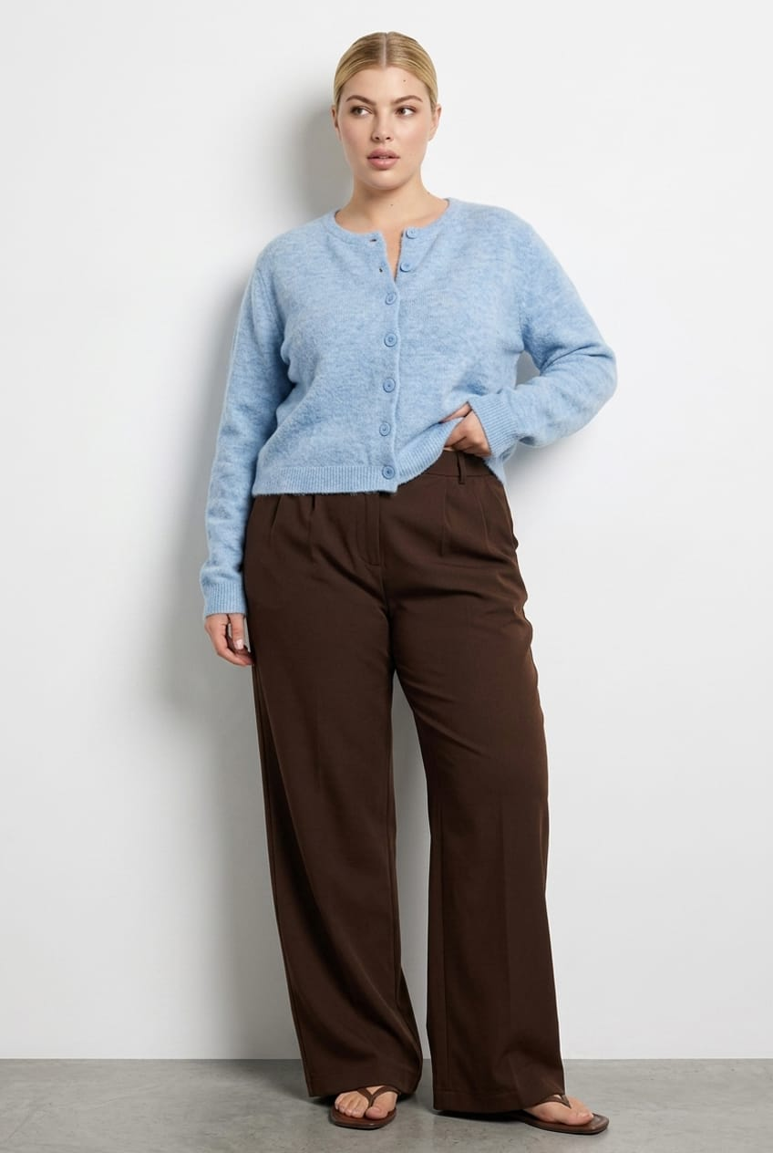 Brown Wide Leg Pants High Rise for YouandAll Fashion
