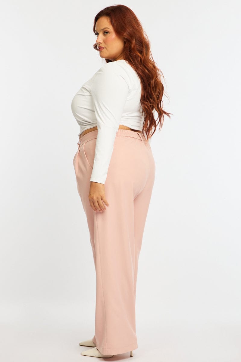 Pink Wide Leg Pants High Rise for YouandAll Fashion
