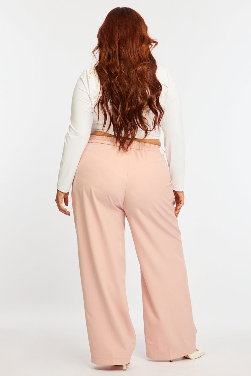 Pink Wide Leg Pants High Rise for YouandAll Fashion