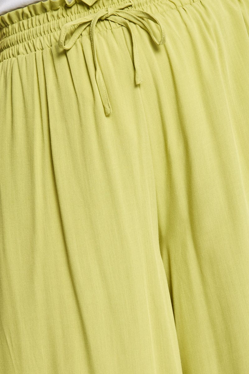 Green Wide Leg Pants Elastic Waist for YouandAll Fashion