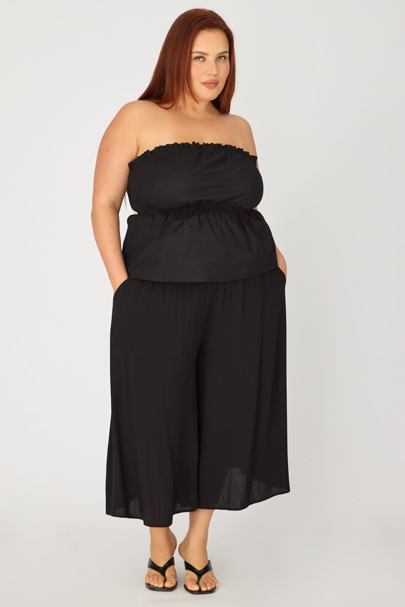 Black Wide Leg Culottes High Rise for YouandAll Fashion