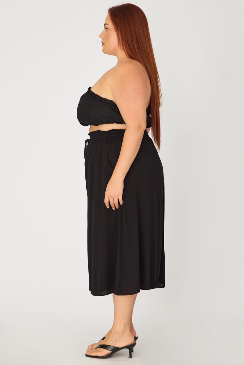 Black Wide Leg Culottes High Rise for YouandAll Fashion