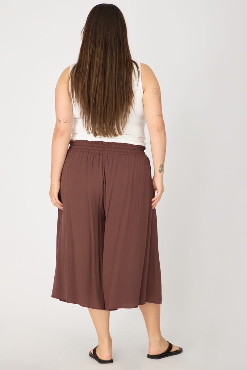 Brown Wide Leg Culottes High Rise for YouandAll Fashion
