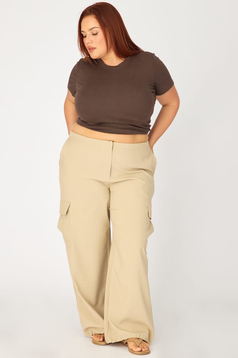 Beige Cargo Pants Tie Hem for YouandAll Fashion