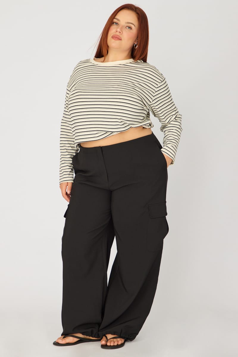 Black Cargo Pants Tie Hem for YouandAll Fashion
