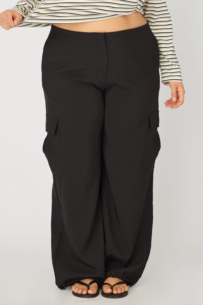 Black Cargo Pants Tie Hem for YouandAll Fashion