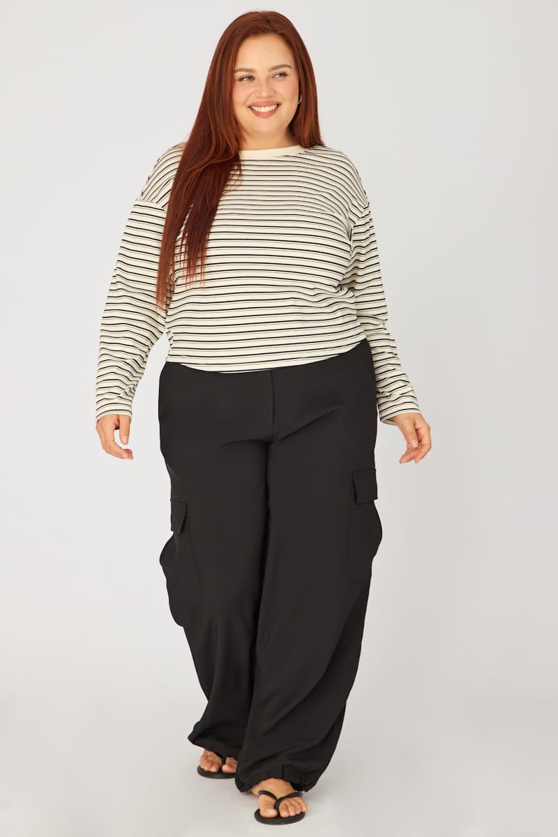 Black Cargo Pants Tie Hem for YouandAll Fashion
