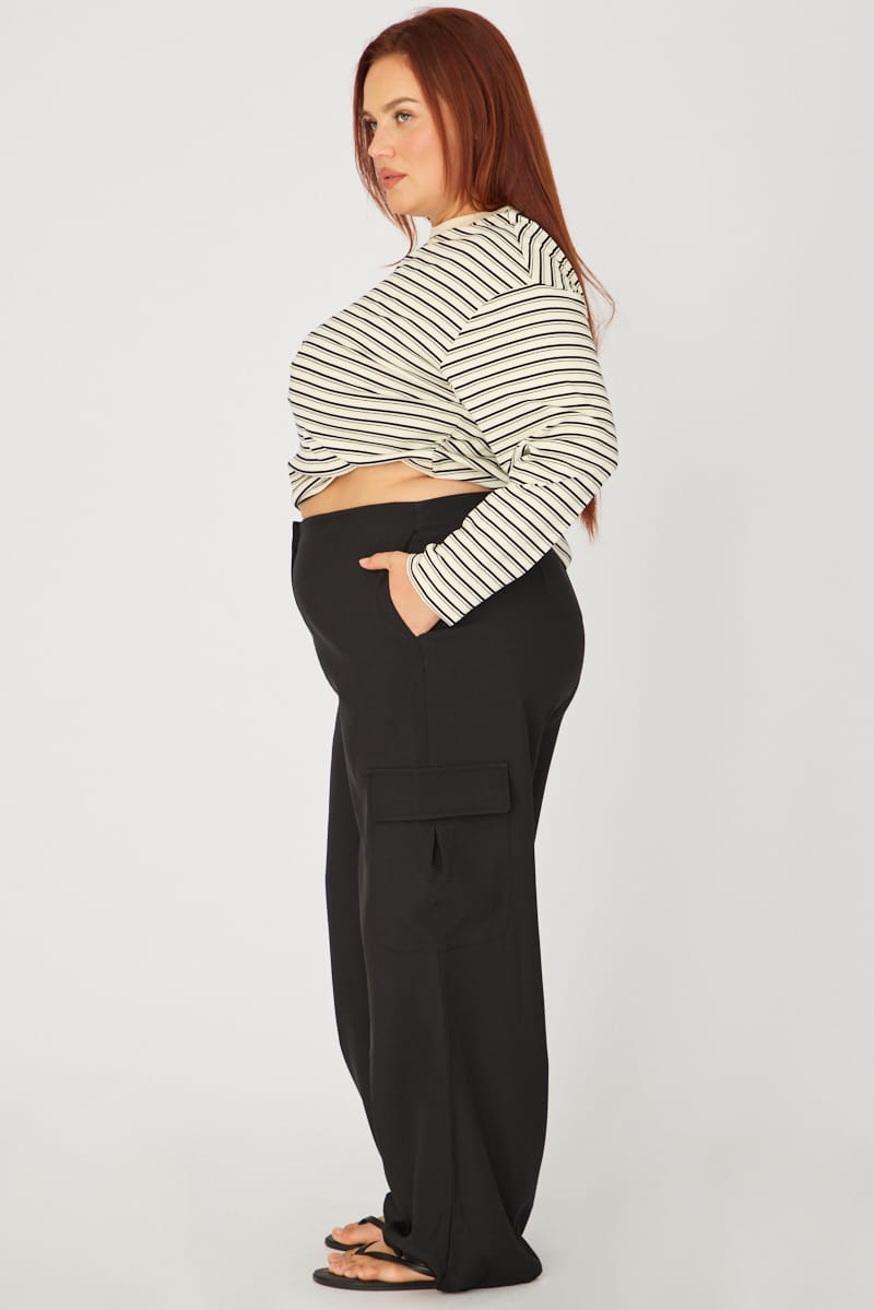 Black Cargo Pants Tie Hem for YouandAll Fashion