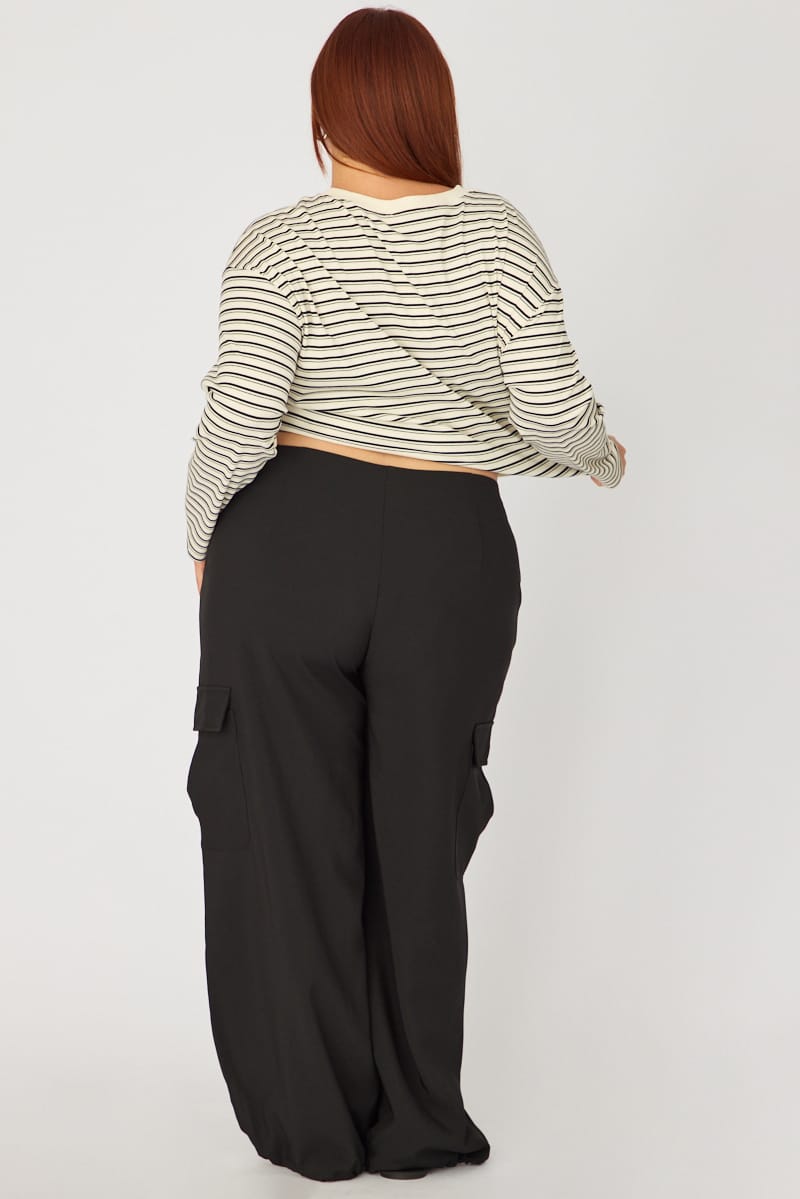 Black Cargo Pants Tie Hem for YouandAll Fashion