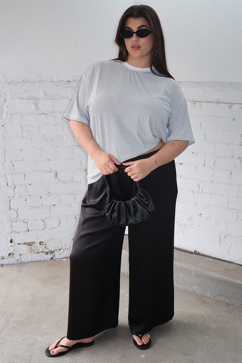 Black Satin Wide Leg Pants for YouandAll Fashion