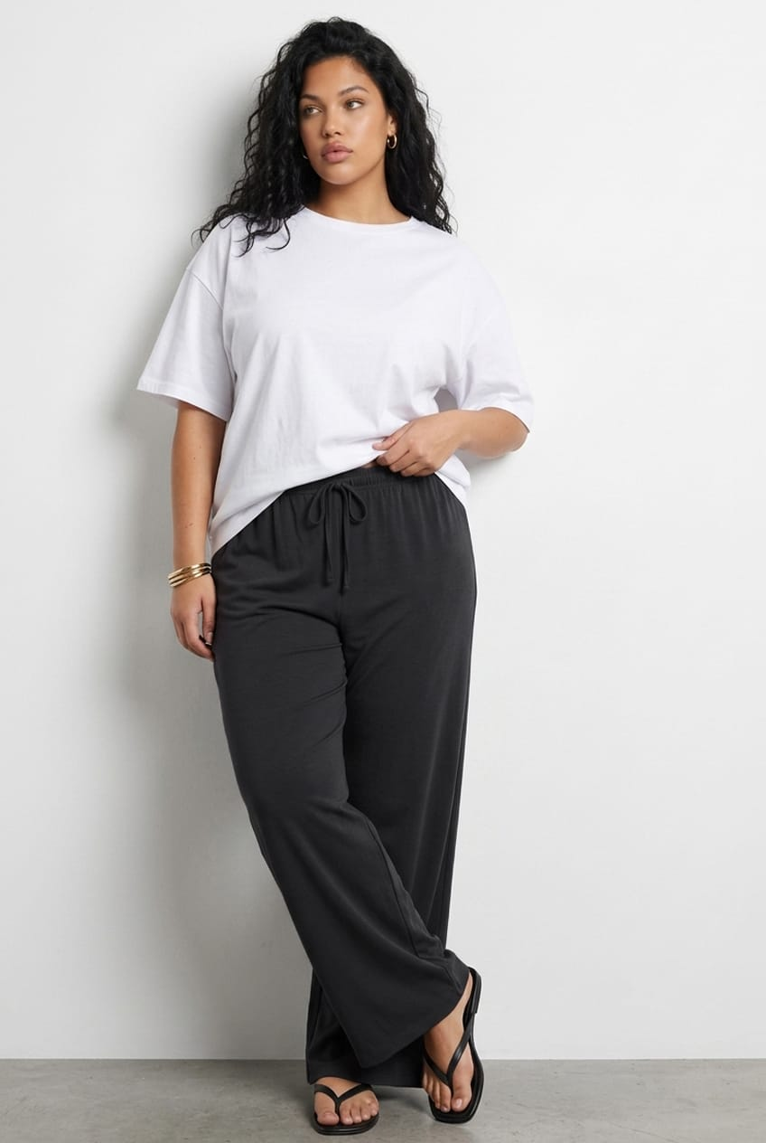 Black Satin Wide Leg Pants for YouandAll Fashion