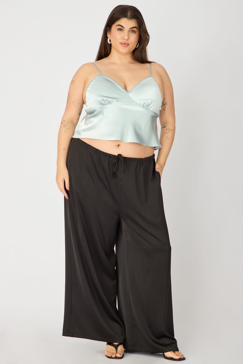 Black Satin Wide Leg Pants for YouandAll Fashion
