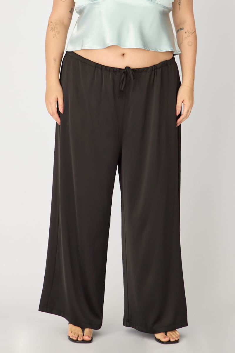 Black Satin Wide Leg Pants for YouandAll Fashion