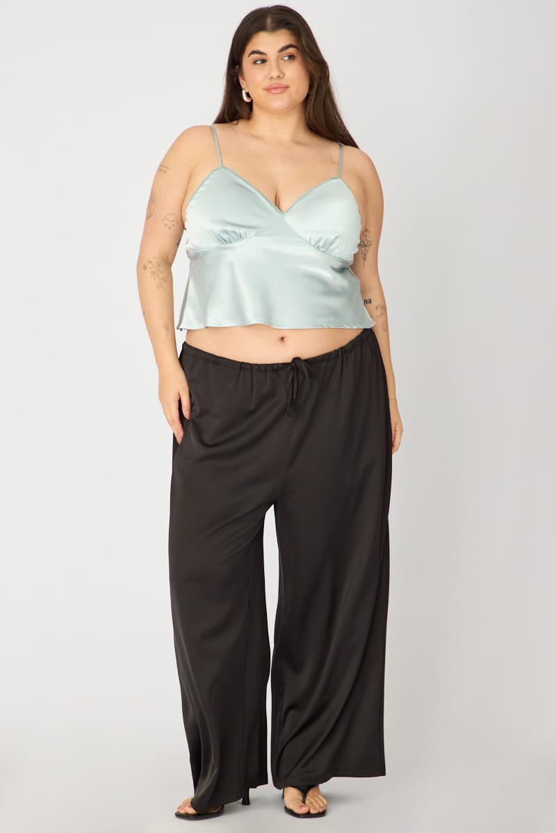 Black Satin Wide Leg Pants for YouandAll Fashion