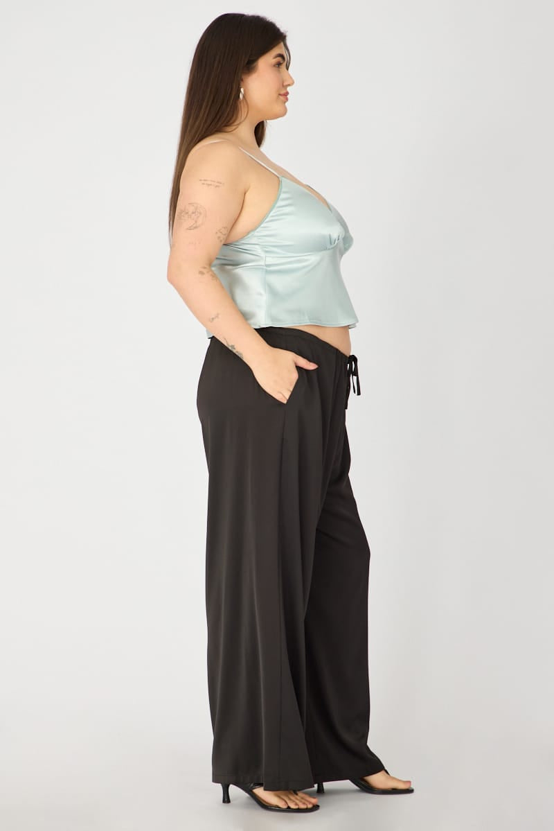 Black Satin Wide Leg Pants for YouandAll Fashion
