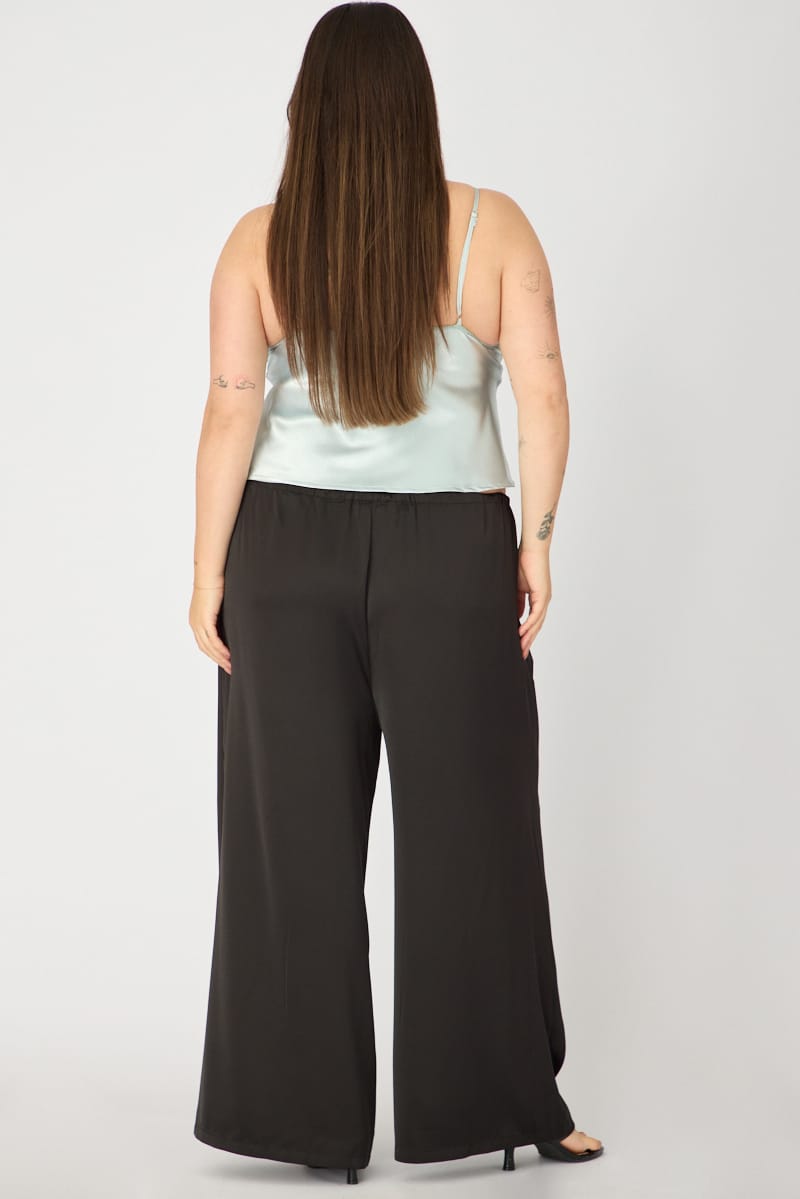 Black Satin Wide Leg Pants for YouandAll Fashion
