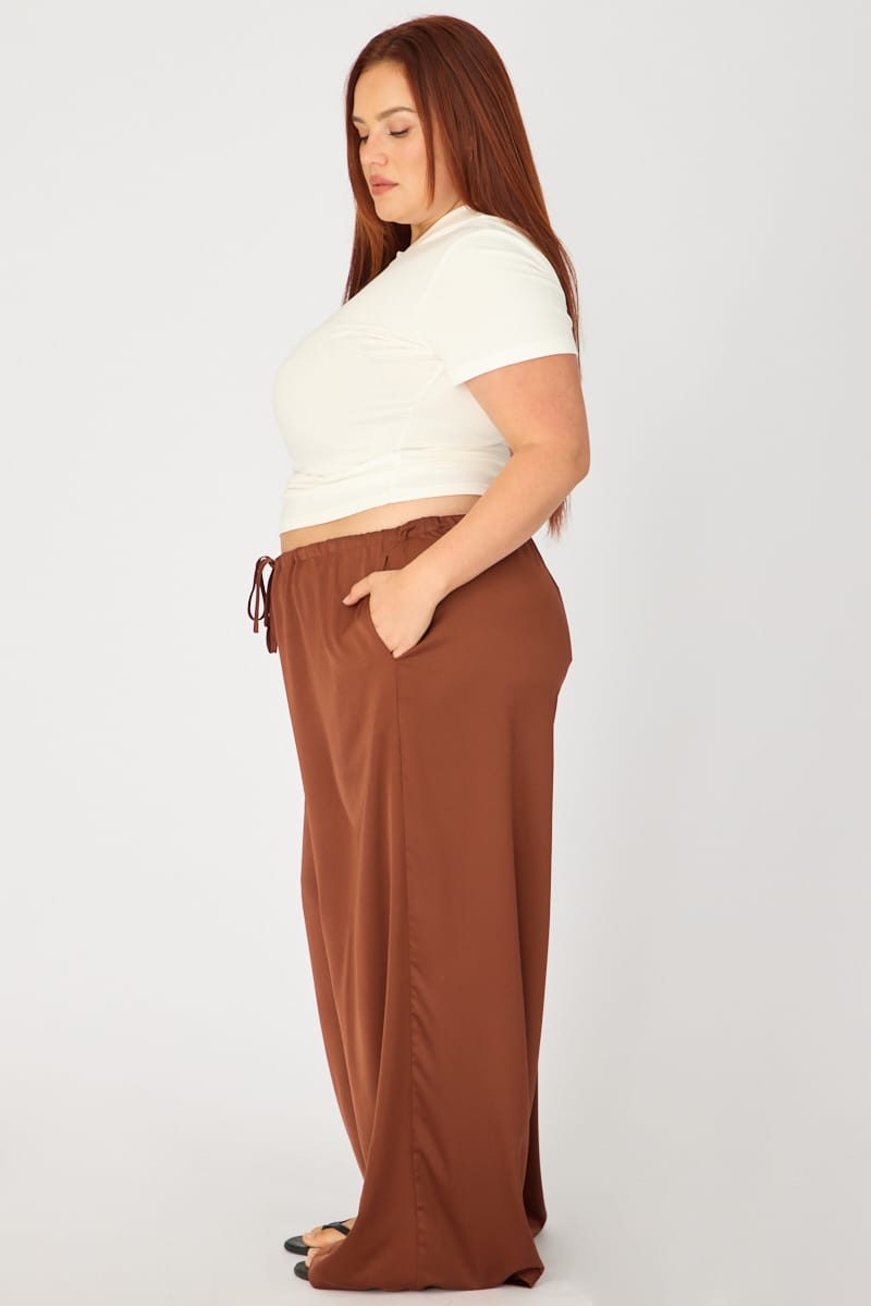 Brown Satin Wide Leg Pants for YouandAll Fashion