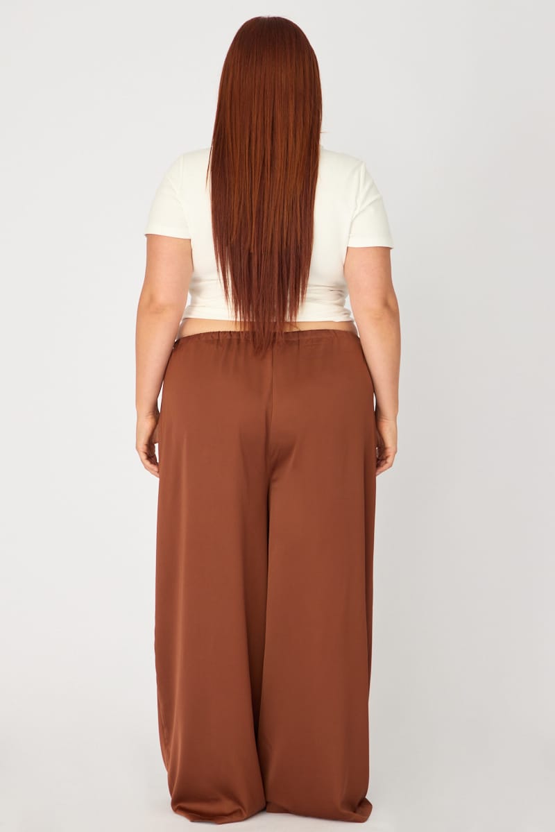 Brown Satin Wide Leg Pants for YouandAll Fashion