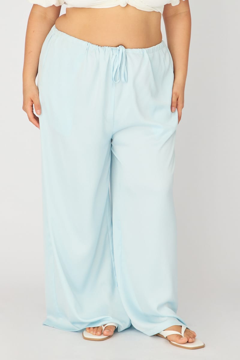 Blue Satin Wide Leg Pants for YouandAll Fashion