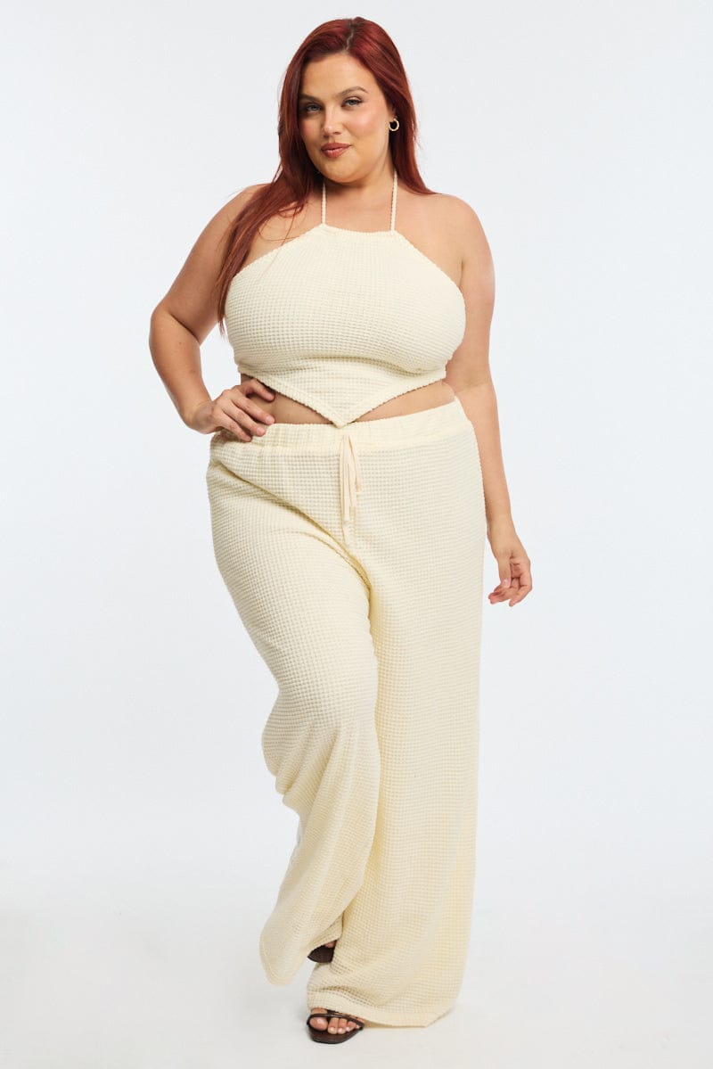 White Wide Leg Pants Textured | You & All