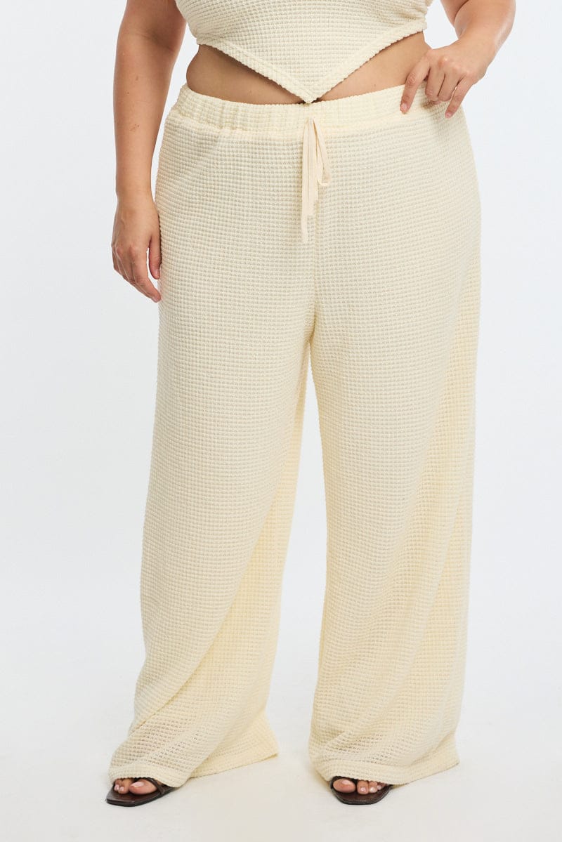 White Wide Leg Pants Textured for YouandAll Fashion