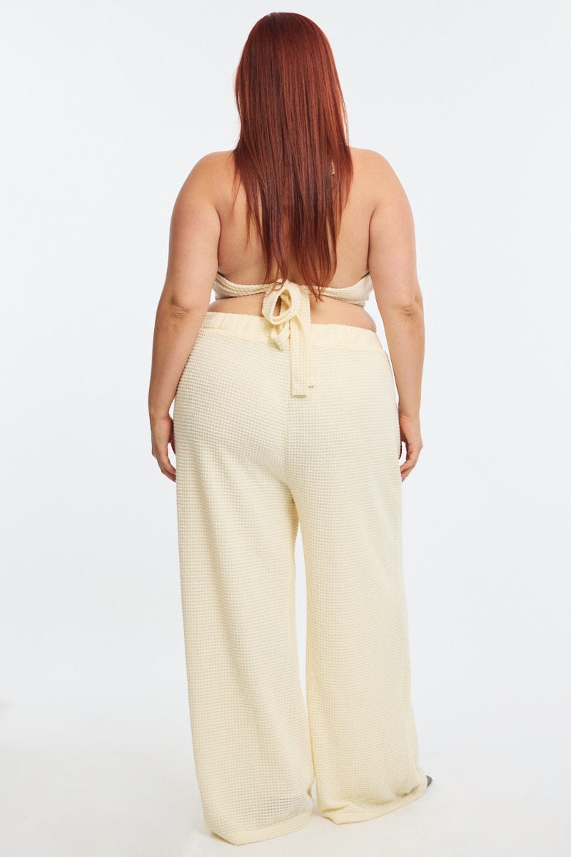 White Wide Leg Pants Textured for YouandAll Fashion