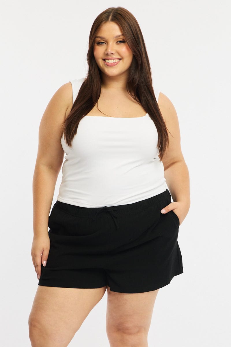 Black Shorts Elastic Waist for YouandAll Fashion