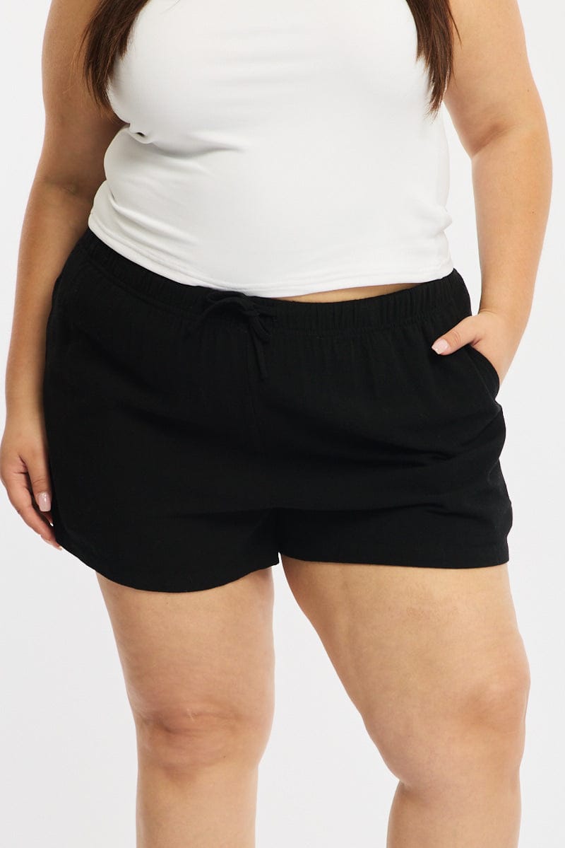 Black Shorts Elastic Waist for YouandAll Fashion