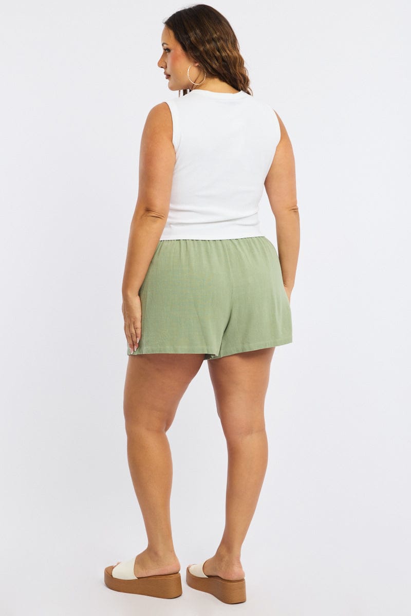 Green Shorts Elastic Waist for YouandAll Fashion