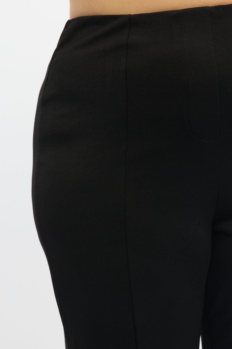 Black Split Flare Ponte Pants for YouandAll Fashion