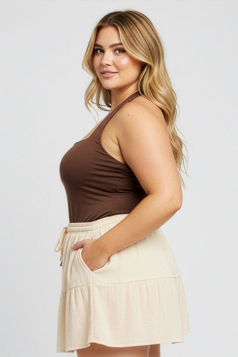 White Skorts Elastic Waist for YouandAll Fashion