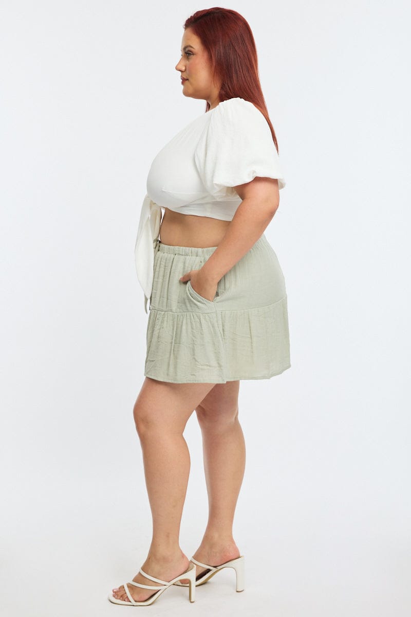 Green Skorts Elastic Waist for YouandAll Fashion