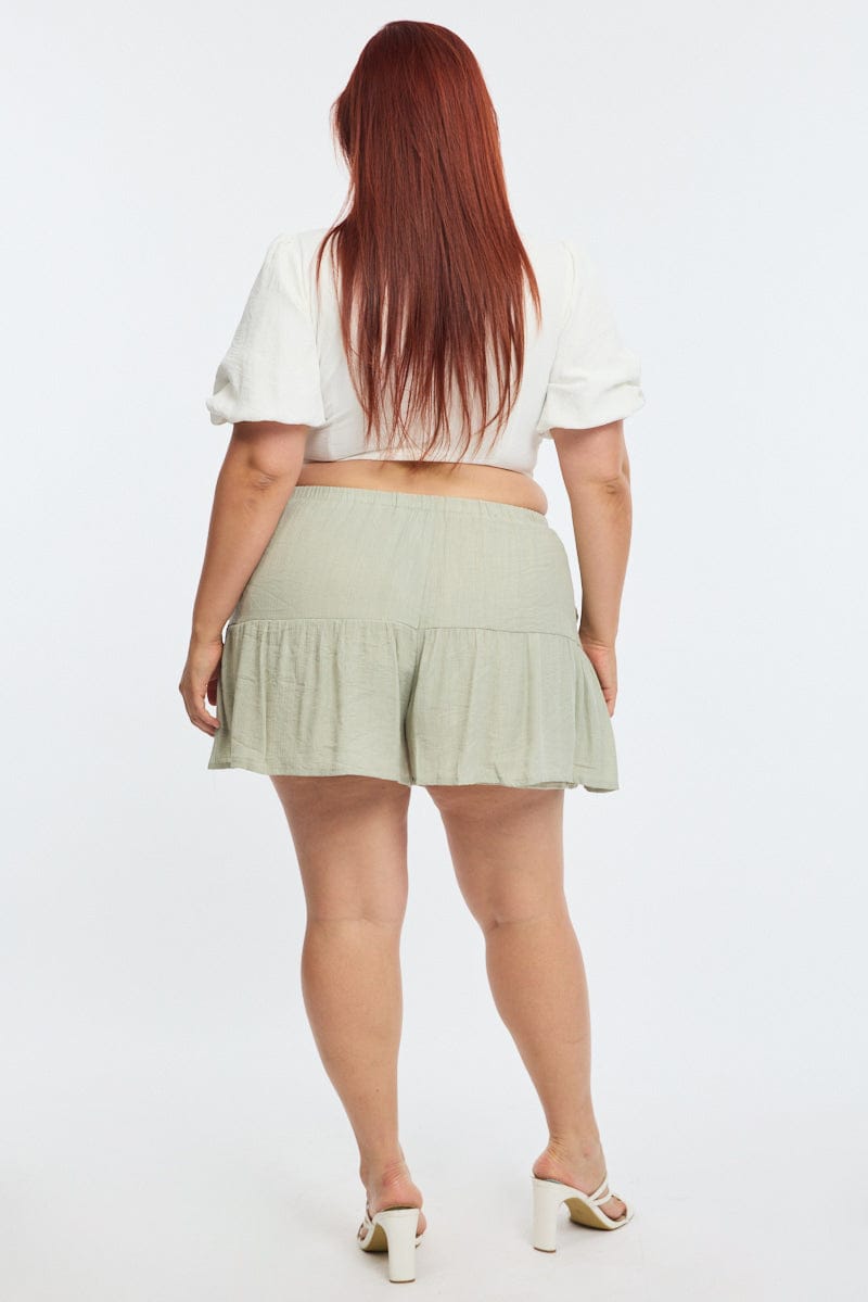 Green Skorts Elastic Waist for YouandAll Fashion