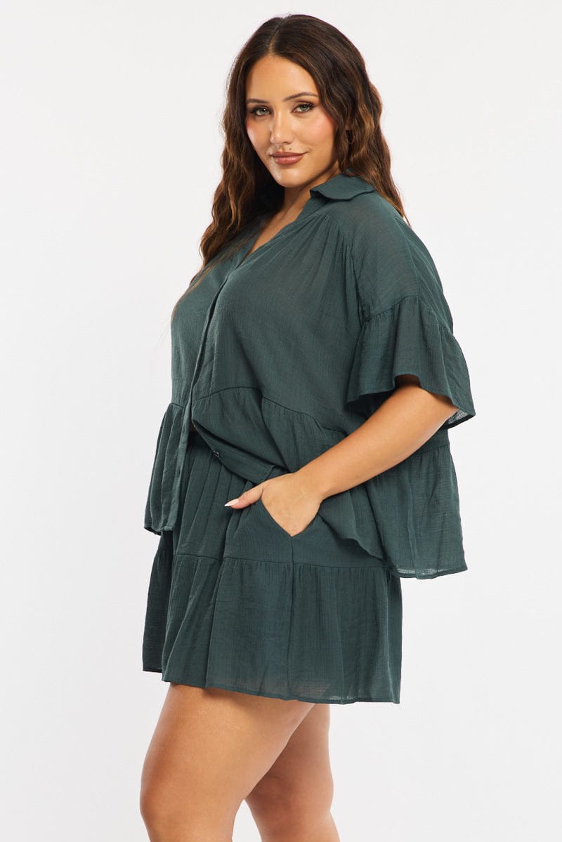 Green Skorts Elastic Waist for YouandAll Fashion