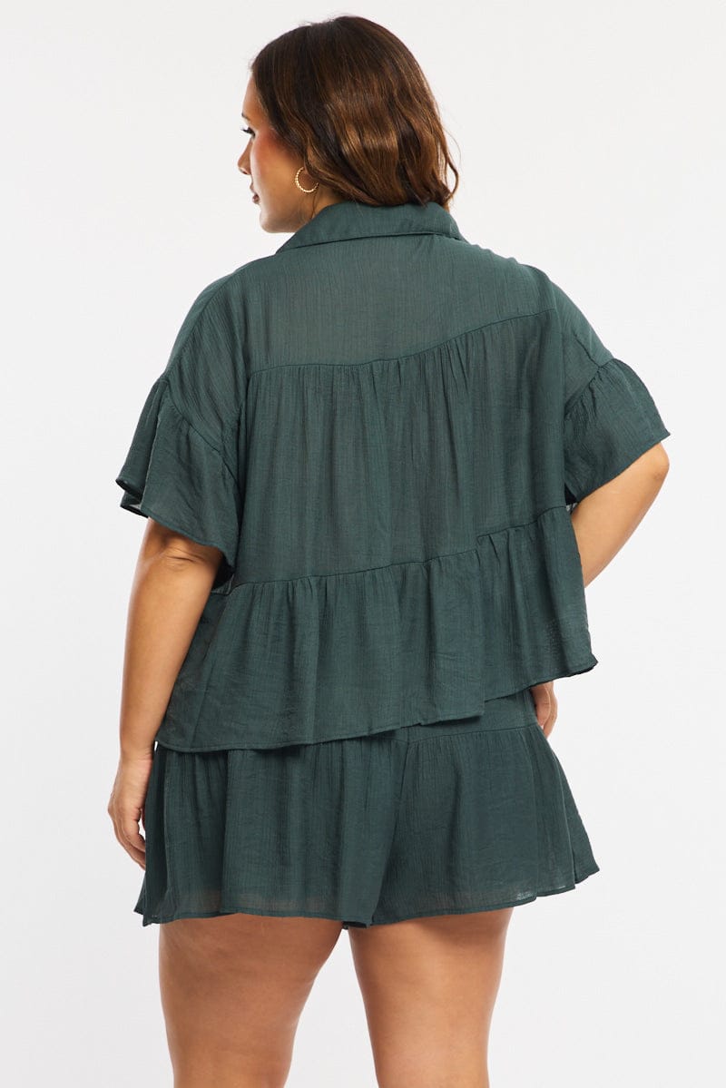 Green Skorts Elastic Waist for YouandAll Fashion