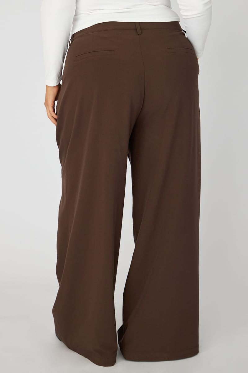 Brown Wide Leg Pants High Rise for YouandAll Fashion