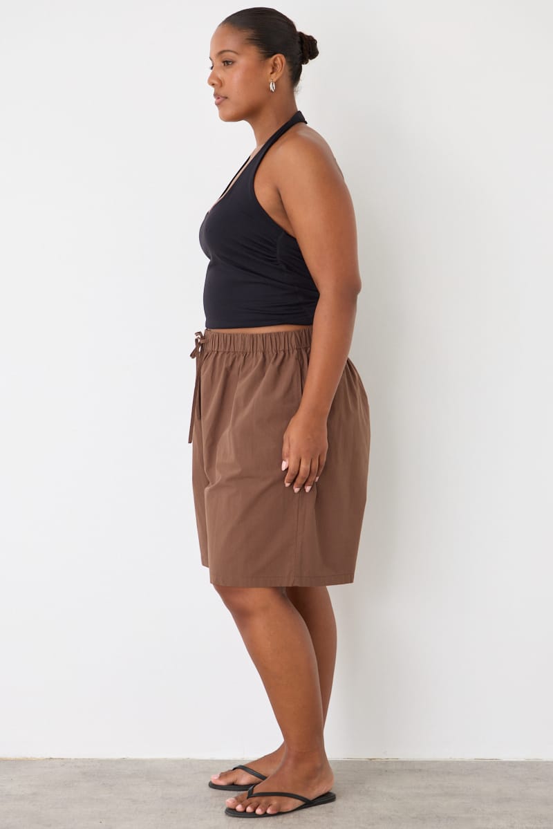 Brown Relaxed Pull-on Bermuda Shorts for YouandAll Fashion