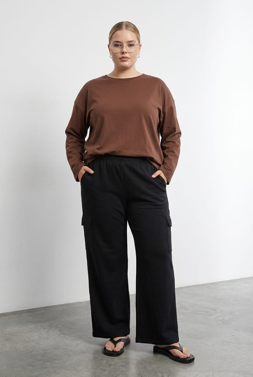 Black Cargo Track Pants Long for YouandAll Fashion