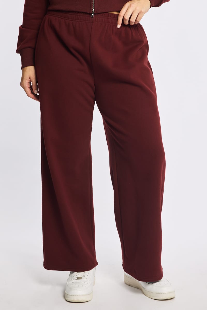 Red Track Pants Wide Leg for YouandAll Fashion