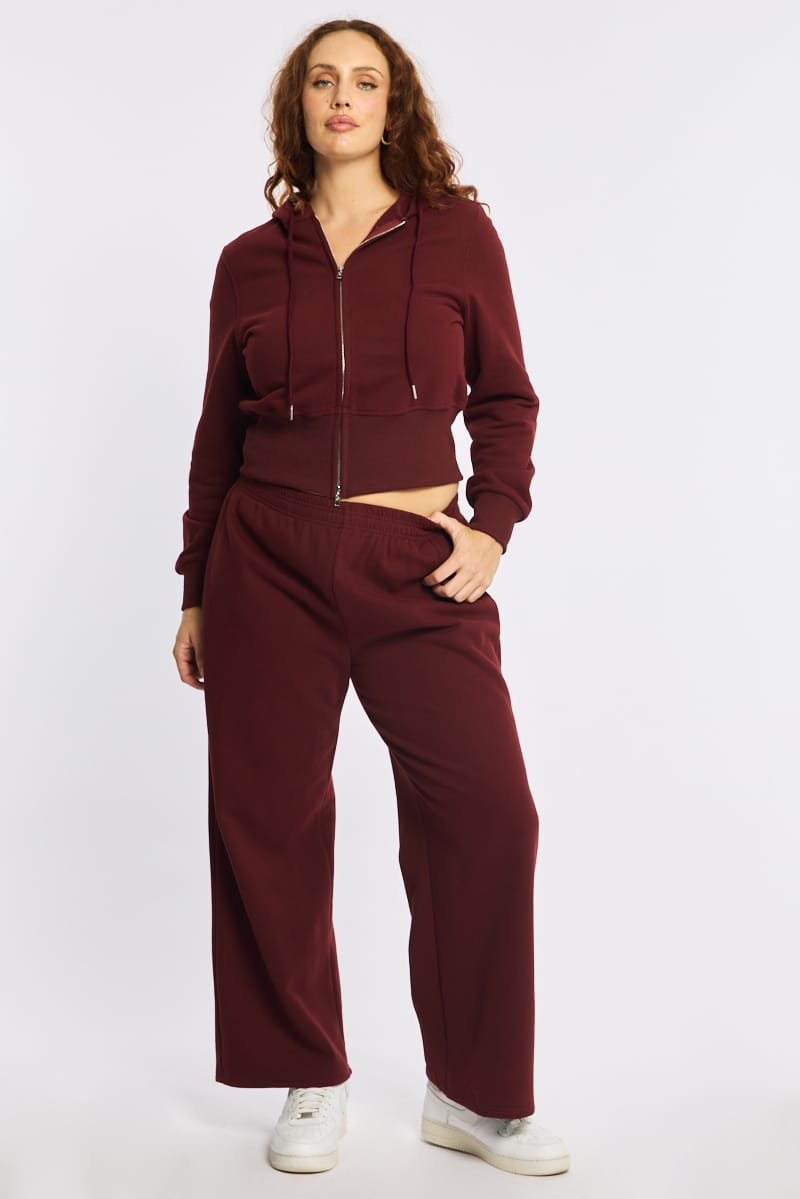 Red Track Pants Wide Leg for YouandAll Fashion