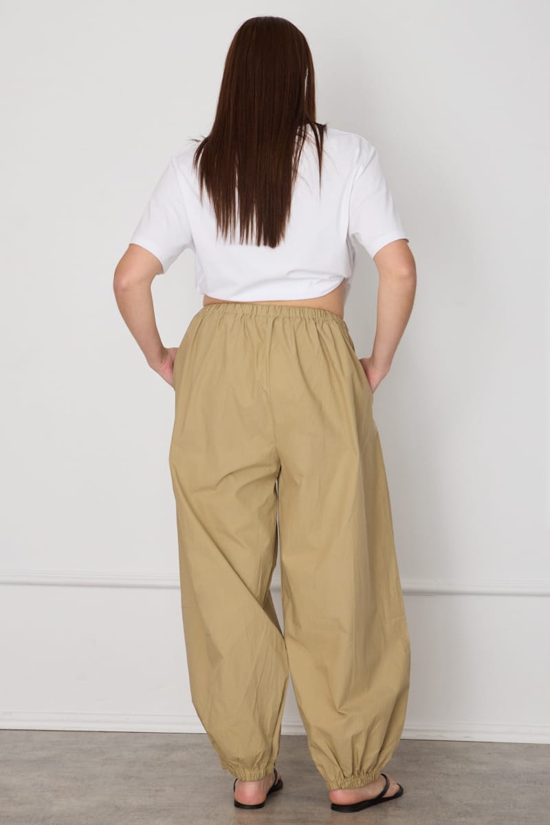 Beige Mid Rise Balloon Leg Pants for YouandAll Fashion