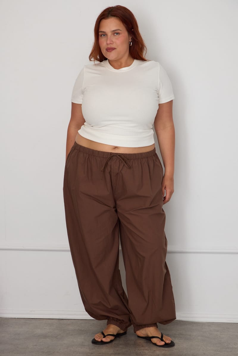 Brown Mid Rise Balloon Leg Pants for YouandAll Fashion