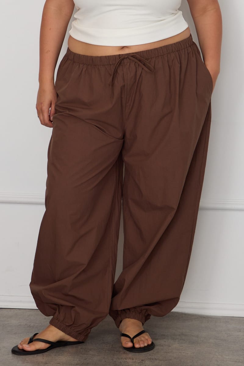 Brown Mid Rise Balloon Leg Pants for YouandAll Fashion