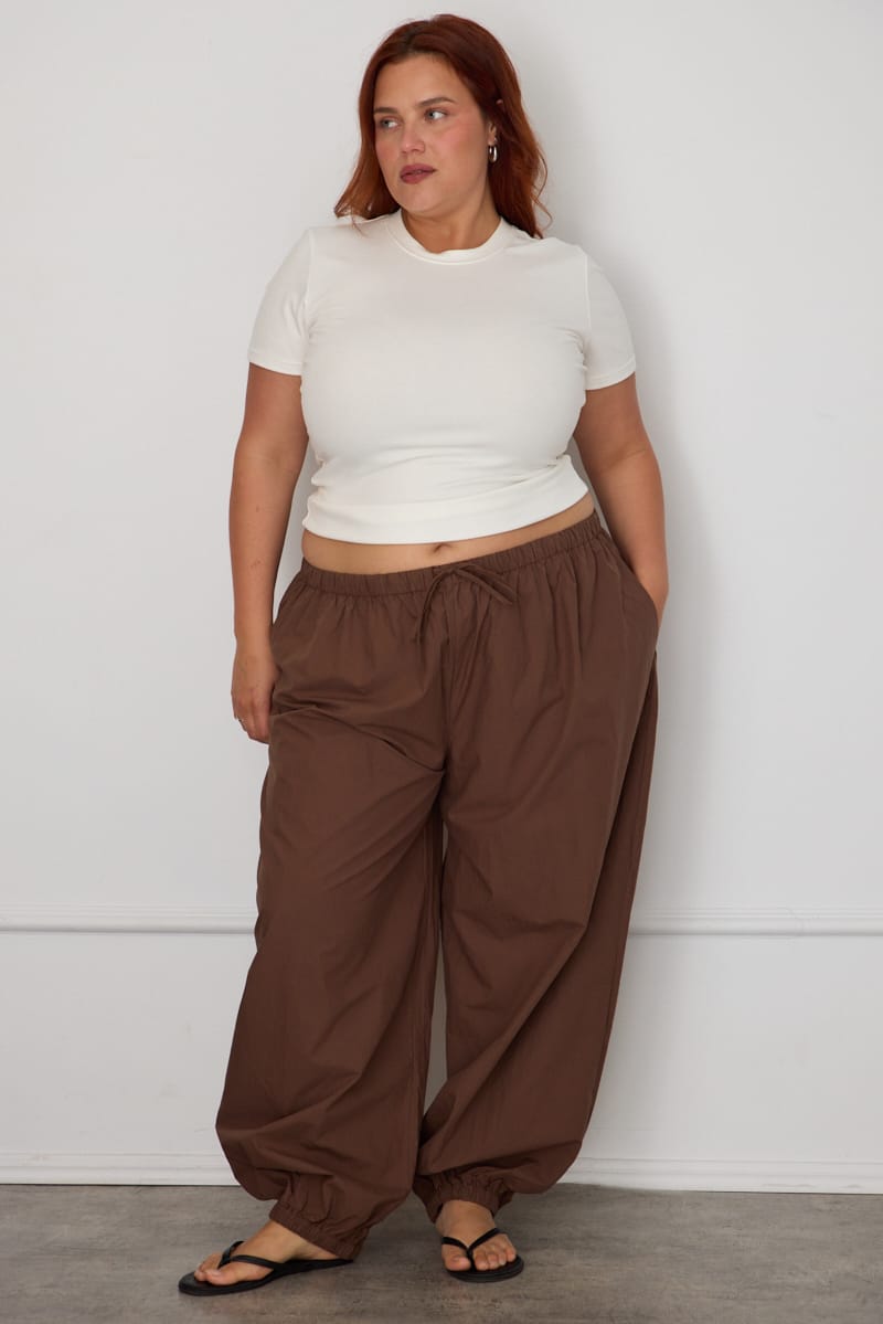 Brown Mid Rise Balloon Leg Pants for YouandAll Fashion