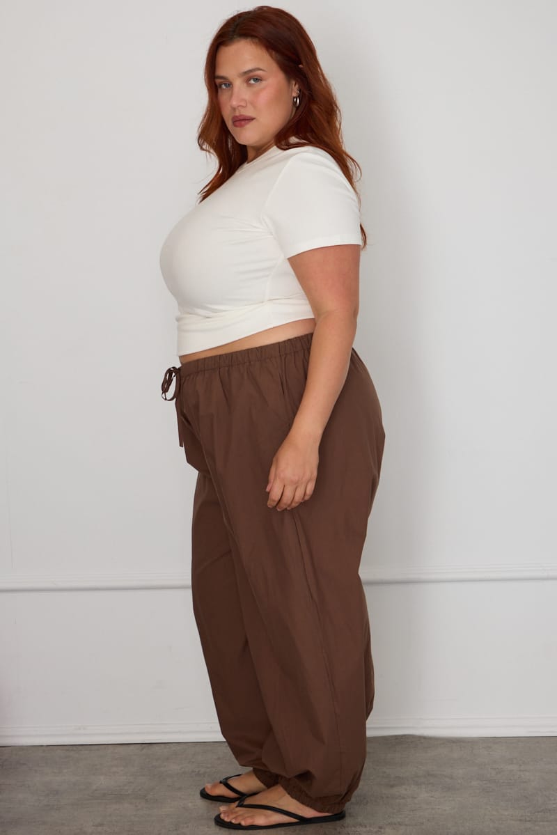 Brown Mid Rise Balloon Leg Pants for YouandAll Fashion
