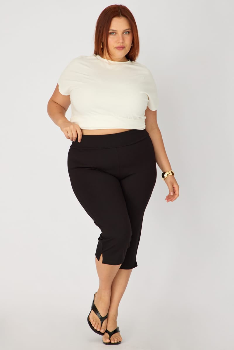 Black Capri Slim Pants for YouandAll Fashion