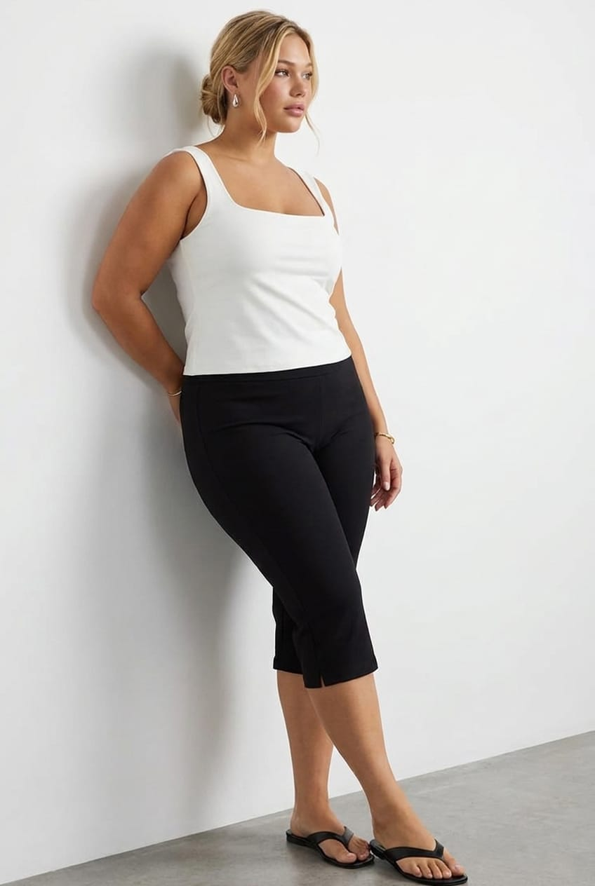 Black Capri Slim Pants for YouandAll Fashion